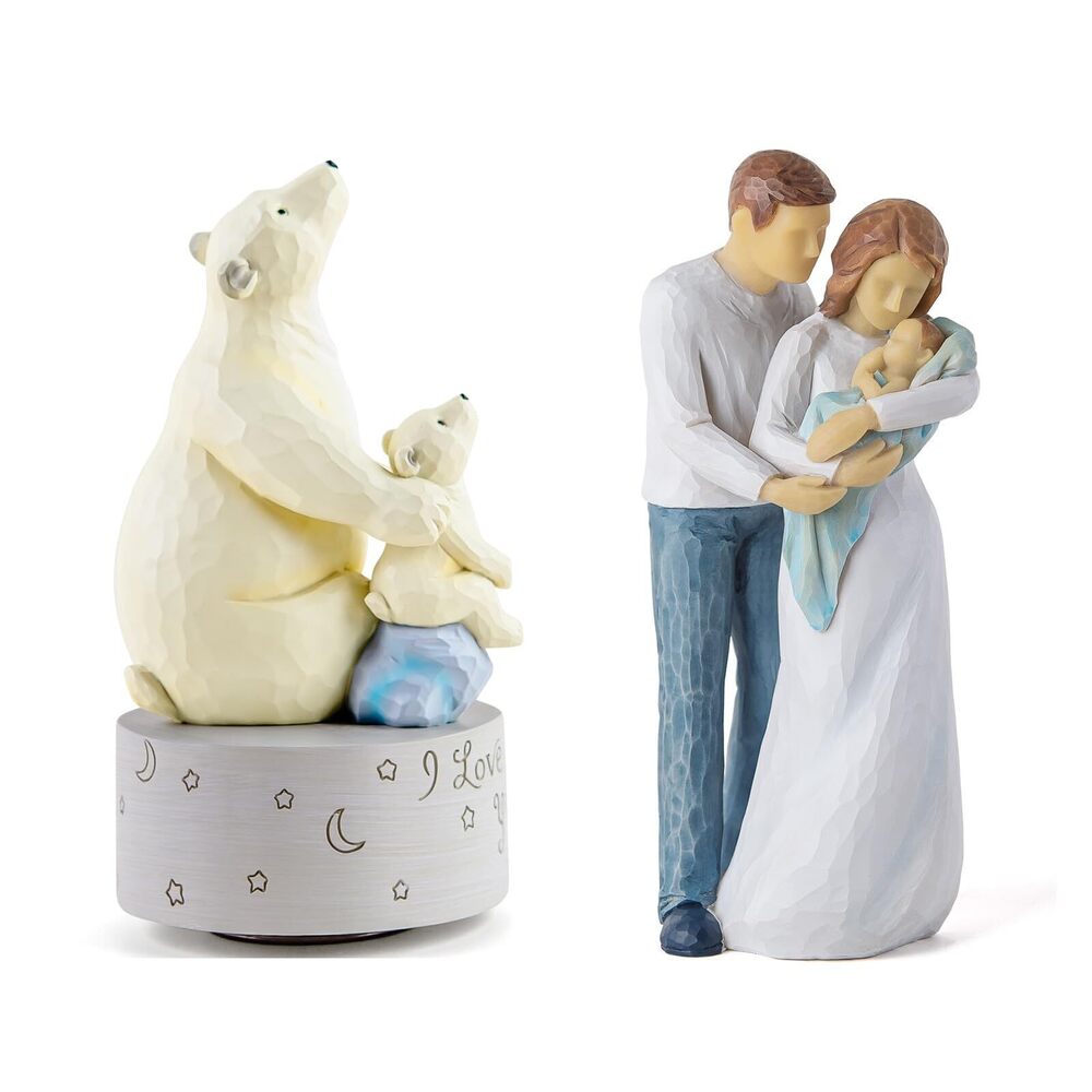 2154 Polar Bear Musical Figurine and Family of 3 Figurine Gift for Home